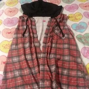 NoBo Sleeveless flannel hoodie